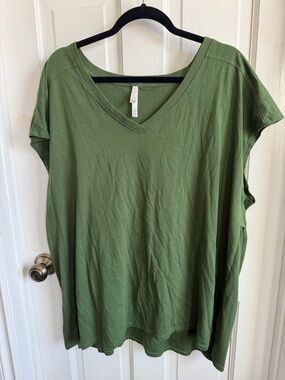 LuLaRoe Olive Green V-Neck Short Sleeve Top